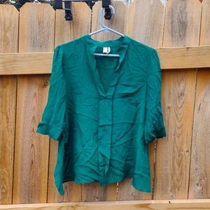 Line & Dot green silk blouse